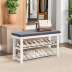 2-Tier Shoe Rack Bamboo Shoe Bench Stable Shoe Organizer for Entryway Living Room Bench Seat Holds Up to 300 lb 11.4 x 35.4 x 19.3 Inches