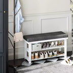 Banc à chaussures 2 niveaux en bambou, stable, organisateur de chaussures pour entrée, salon, supporte jusqu'à 136 kg, 29 x 90 x 49 cm