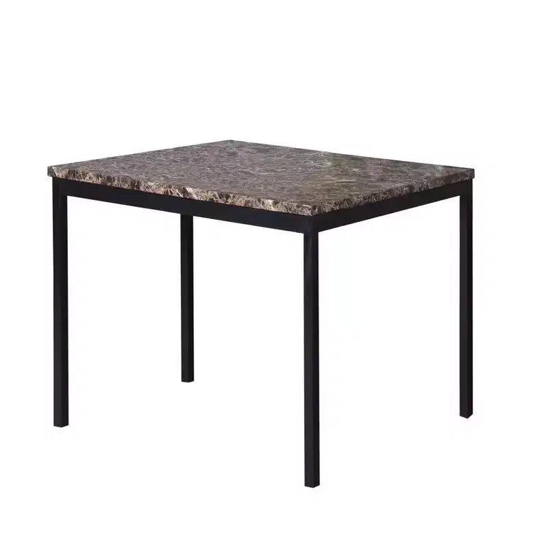Table de salle à manger Citico en métal hauteur comptoir avec plateau en faux marbre stratifié, noir