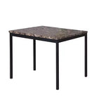 Table de salle à manger Citico en métal hauteur comptoir avec plateau en faux marbre stratifié, noir