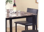 Table de salle à manger Citico en métal hauteur comptoir avec plateau en faux marbre stratifié, noir