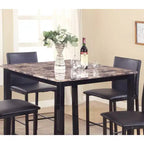 Table de salle à manger Citico en métal hauteur comptoir avec plateau en faux marbre stratifié, noir