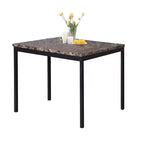 Table de salle à manger Citico en métal hauteur comptoir avec plateau en faux marbre stratifié, noir