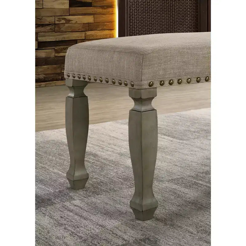 Banc rembourré Breda avec clous décoratifs, Gris antique