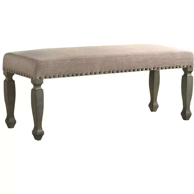 Banc rembourré Breda avec clous décoratifs, Gris antique