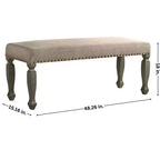 Banc rembourré Breda avec clous décoratifs, Gris antique