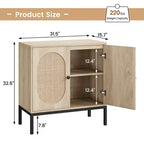 Bahut en rotin, meuble de rangement naturel avec étagères réglables, petite console pour salle à manger, cuisine, salon, couloir