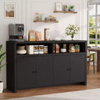 Buffet de ferme 55" – Meuble de bar à café en bois à 4 portes avec étagères réglables pour le rangement de la cuisine, de la salle à manger et du salon