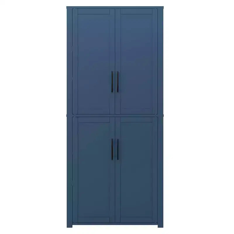 Meuble de rangement autoportant 67x28x15 pouces, en bois blanc, 4 portes, avec portes en bois massif pour salon de maison