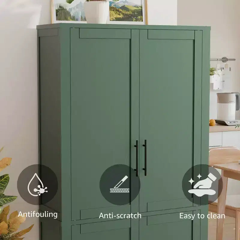 Meuble de rangement autoportant 67x28x15 pouces, en bois blanc, 4 portes, avec portes en bois massif pour salon de maison