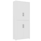 Meuble de rangement autoportant 67x28x15 pouces, en bois blanc, 4 portes, avec portes en bois massif pour salon de maison