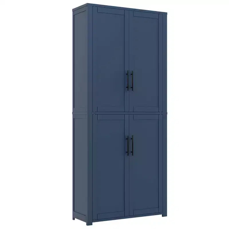 Meuble de rangement autoportant 67x28x15 pouces, en bois blanc, 4 portes, avec portes en bois massif pour salon de maison