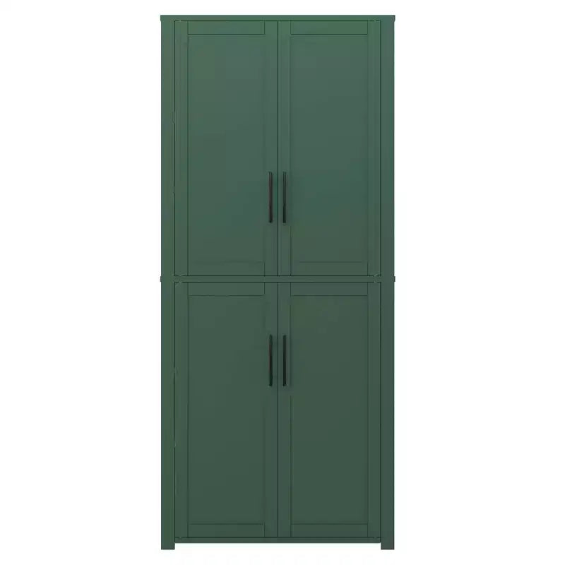 Meuble de rangement autoportant 67x28x15 pouces, en bois blanc, 4 portes, avec portes en bois massif pour salon de maison