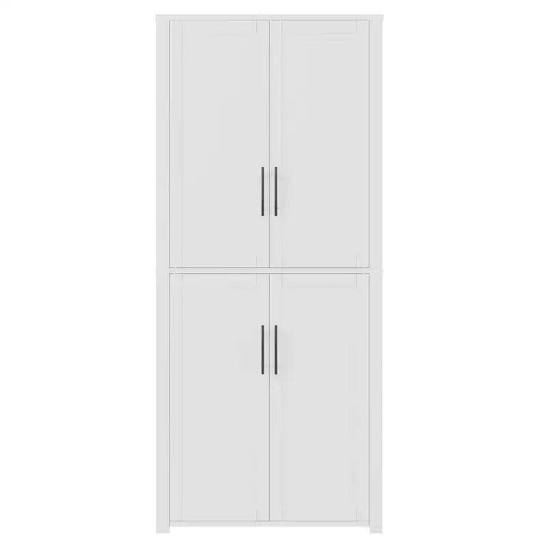 Meuble de rangement autoportant 67x28x15 pouces, en bois blanc, 4 portes, avec portes en bois massif pour salon de maison