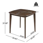 Table de comptoir carrée moderne Lukas en bois d'hévéa avec bord incurvé