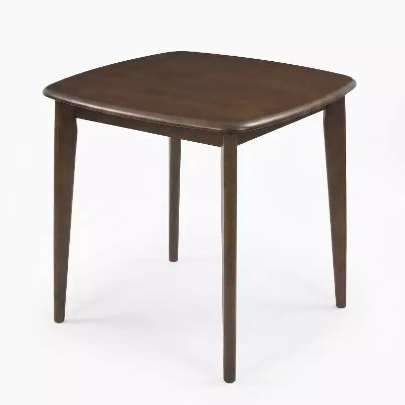 Table de comptoir carrée moderne Lukas en bois d'hévéa avec bord incurvé
