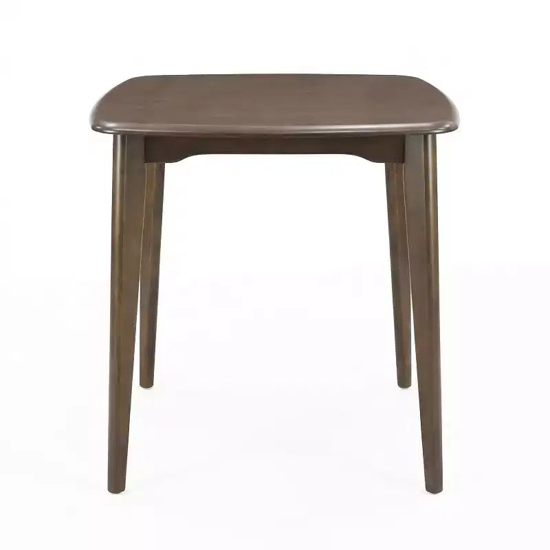 Table de comptoir carrée moderne Lukas en bois d'hévéa avec bord incurvé