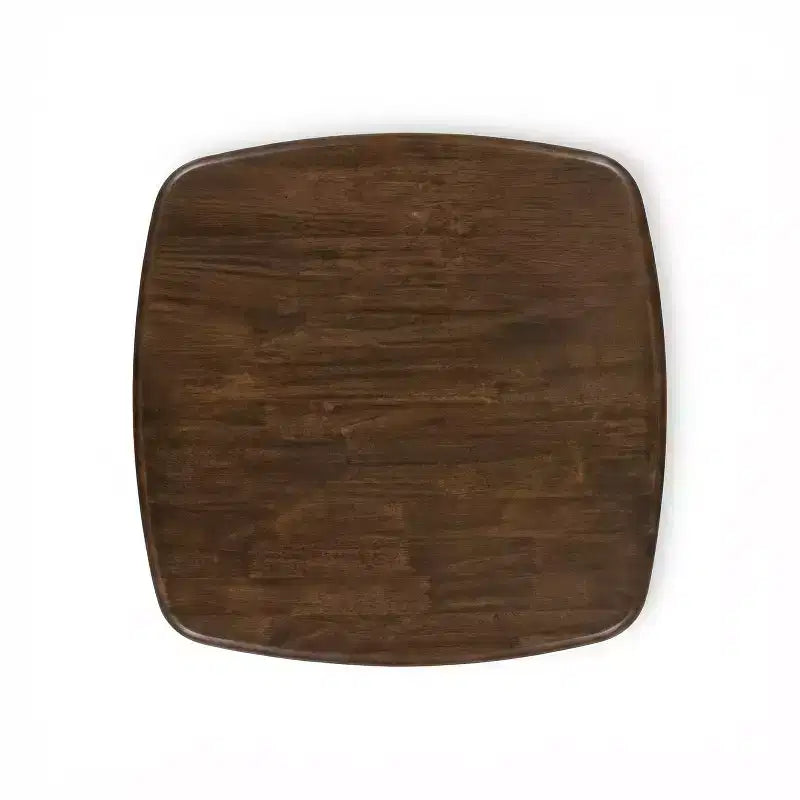 Table de comptoir carrée moderne Lukas en bois d'hévéa avec bord incurvé