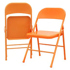Lot de 2 chaises pliantes, chaises métalliques robustes avec double croisillon, capacité de 159 kg, portables pour le bureau, les mariages, les fêtes, utilisation intérieure et extérieure