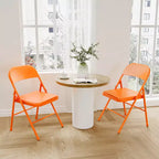 Lot de 2 chaises pliantes, chaises métalliques robustes avec double croisillon, capacité de 159 kg, portables pour le bureau, les mariages, les fêtes, utilisation intérieure et extérieure