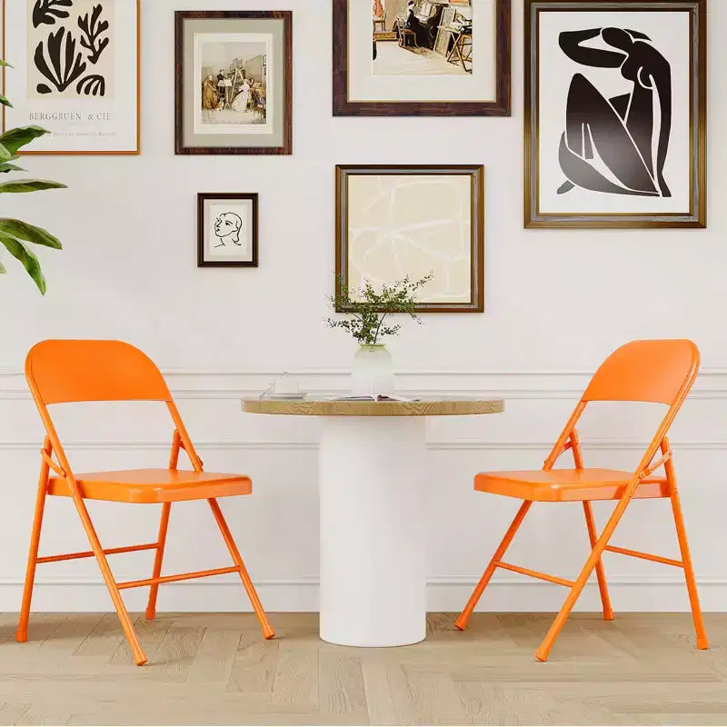 Lot de 2 chaises pliantes, chaises métalliques robustes avec double croisillon, capacité de 159 kg, portables pour le bureau, les mariages, les fêtes, utilisation intérieure et extérieure
