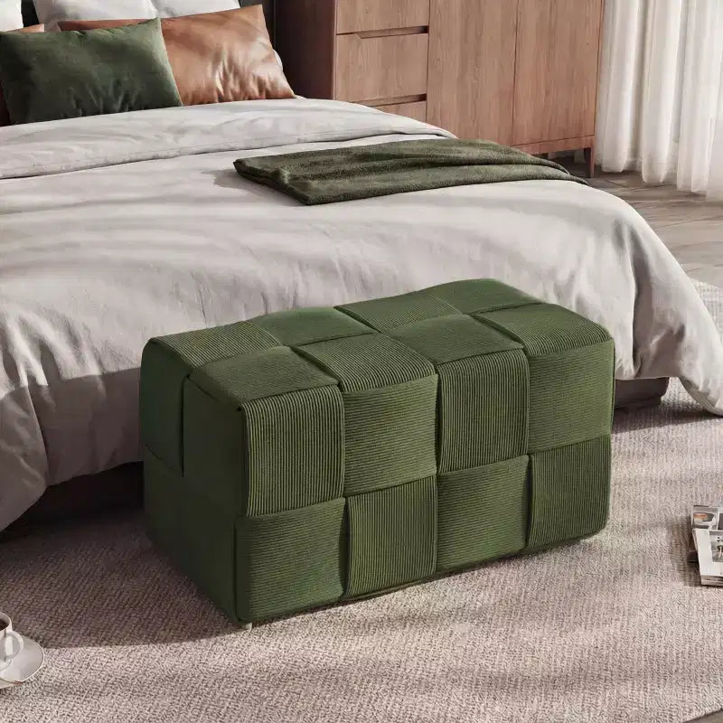 GDFStudio Valerie Pouf rectangulaire en velours côtelé tissé