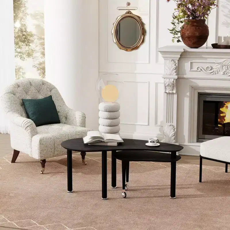 Table basse moderne Ora Maison avec pieds en bois massif et rallonge coulissante pour salon