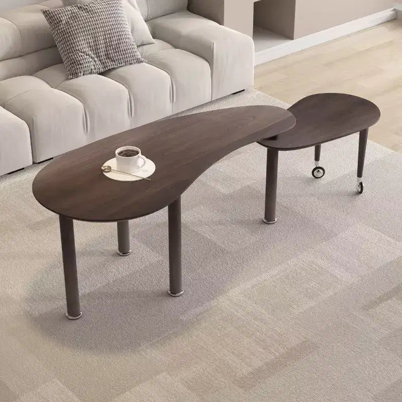 Table basse moderne Ora Maison avec pieds en bois massif et rallonge coulissante pour salon