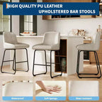 Tabourets de bar en similicuir à hauteur de comptoir, lot de 3/4, hauteur d'assise 67,3 cm, dossier rembourré ergonomique et repose-pieds, cadre en métal robuste, chaises de bar sans accoudoirs rembourrées