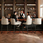 Tabourets de bar en similicuir à hauteur de comptoir, lot de 3/4, hauteur d'assise 67,3 cm, dossier rembourré ergonomique et repose-pieds, cadre en métal robuste, chaises de bar sans accoudoirs rembourrées