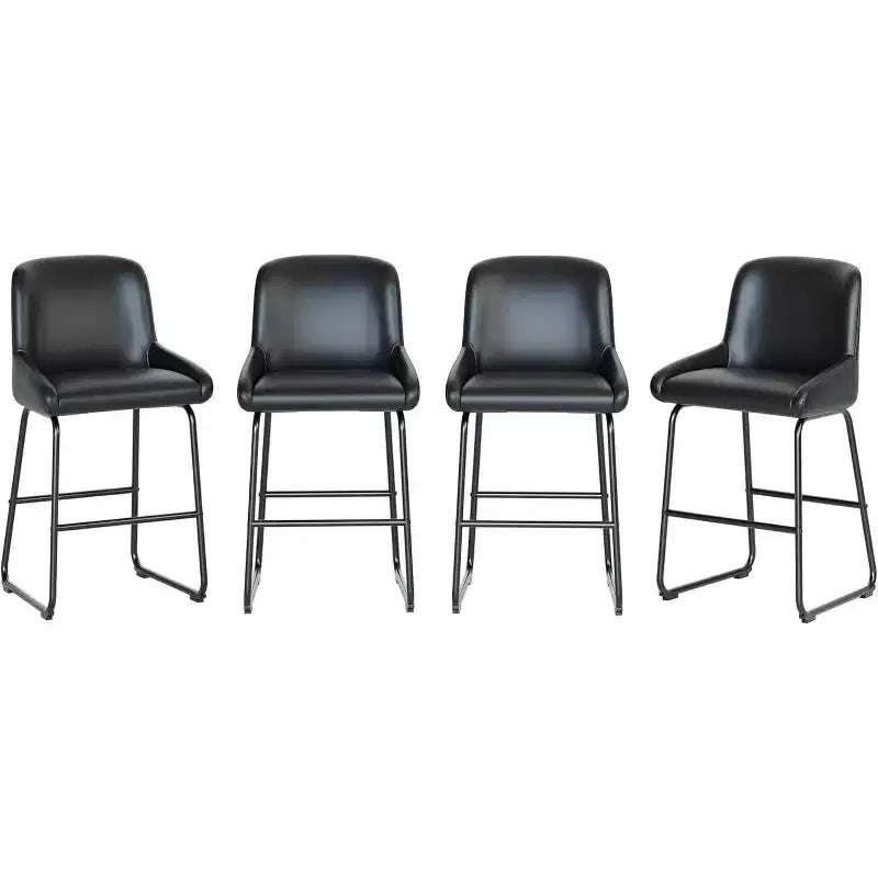 Tabourets de bar en similicuir à hauteur de comptoir, lot de 3/4, hauteur d'assise 67,3 cm, dossier rembourré ergonomique et repose-pieds, cadre en métal robuste, chaises de bar sans accoudoirs rembourrées