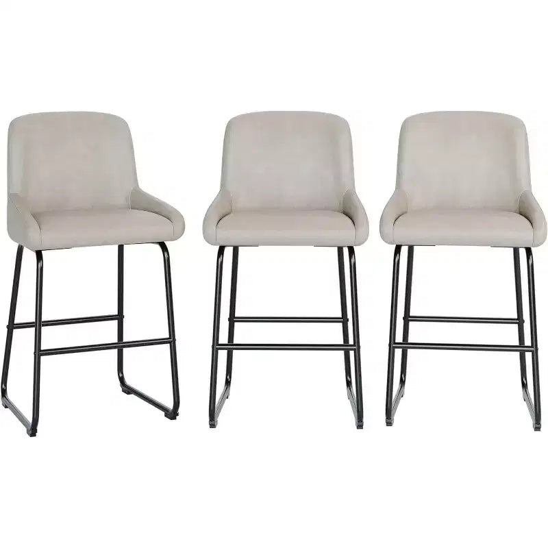 Tabourets de bar en similicuir à hauteur de comptoir, lot de 3/4, hauteur d'assise 67,3 cm, dossier rembourré ergonomique et repose-pieds, cadre en métal robuste, chaises de bar sans accoudoirs rembourrées