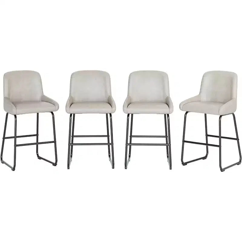 Tabourets de bar en similicuir à hauteur de comptoir, lot de 3/4, hauteur d'assise 67,3 cm, dossier rembourré ergonomique et repose-pieds, cadre en métal robuste, chaises de bar sans accoudoirs rembourrées