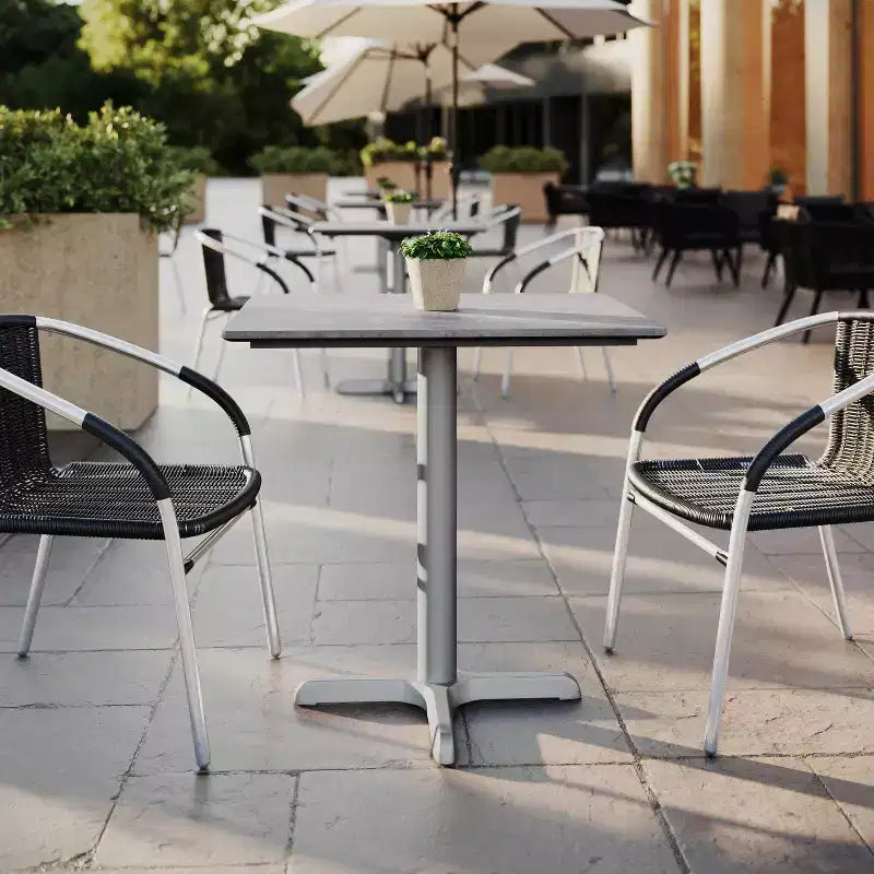 Plateau de table d'intérieur/extérieur Flash Furniture Acadia avec technologie HPL TopGuard et base de table de bistro en fonte