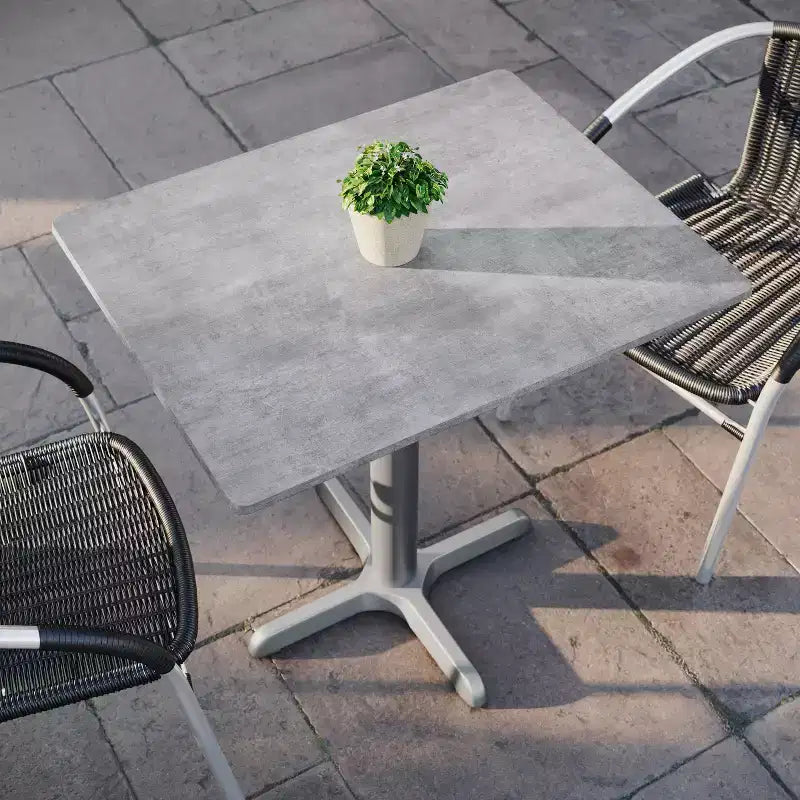 Plateau de table d'intérieur/extérieur Flash Furniture Acadia avec technologie HPL TopGuard et base de table de bistro en fonte