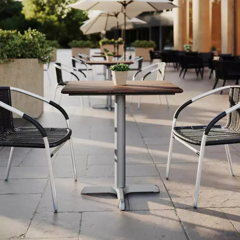 Plateau de table d'intérieur/extérieur Flash Furniture Acadia avec technologie HPL TopGuard et base de table de bistro en fonte