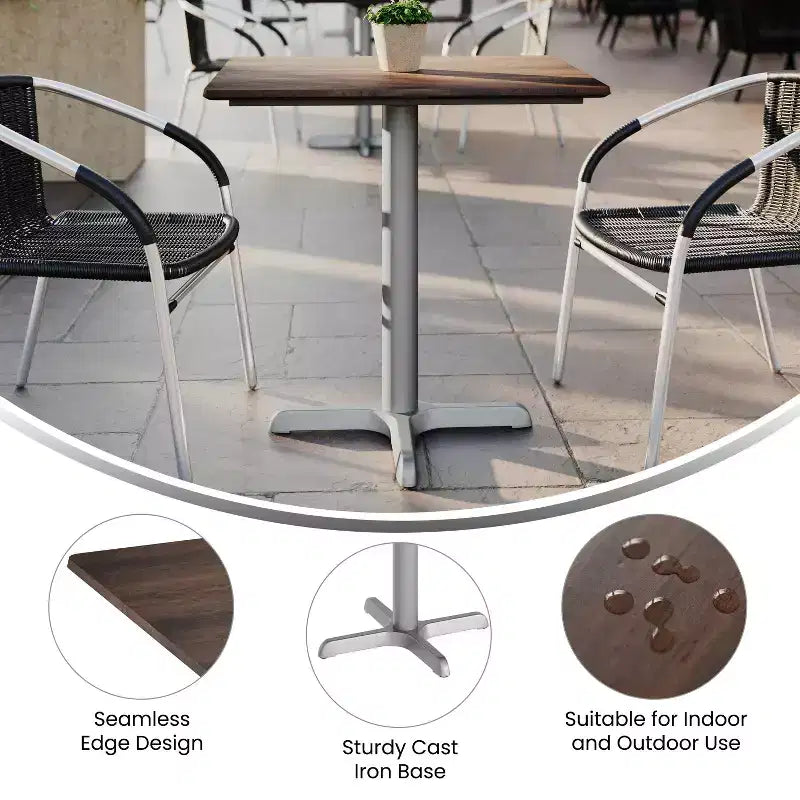 Plateau de table d'intérieur/extérieur Flash Furniture Acadia avec technologie HPL TopGuard et base de table de bistro en fonte