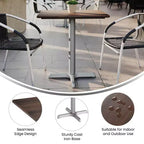 Plateau de table d'intérieur/extérieur Flash Furniture Acadia avec technologie HPL TopGuard et base de table de bistro en fonte