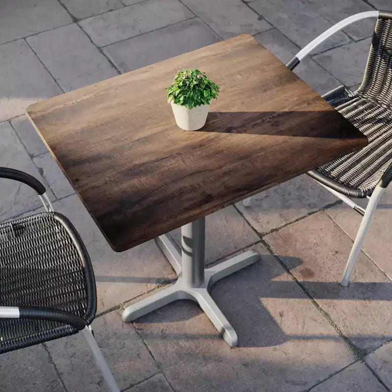 Plateau de table d'intérieur/extérieur Flash Furniture Acadia avec technologie HPL TopGuard et base de table de bistro en fonte