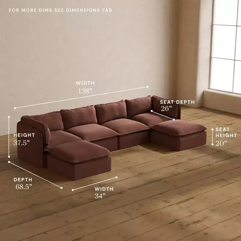 Canapé d'angle modulable lavable Anabei à 4 places en U | Assise Memorix+ et coussin profilé