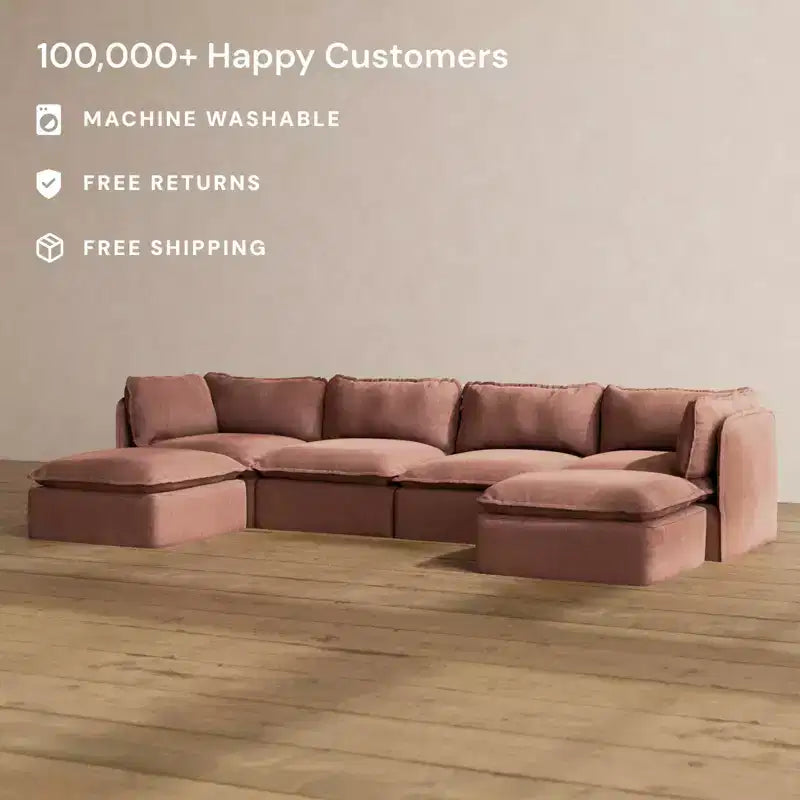 Canapé d'angle modulable lavable Anabei à 4 places en U | Assise Memorix+ et coussin profilé