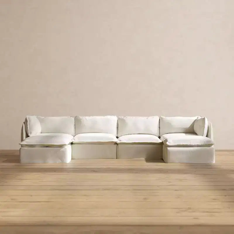 Canapé d'angle modulable lavable Anabei à 4 places en U | Assise Memorix+ et coussin profilé