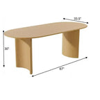Table de salle à manger ovale à double pied en bois massif naturel 67 po