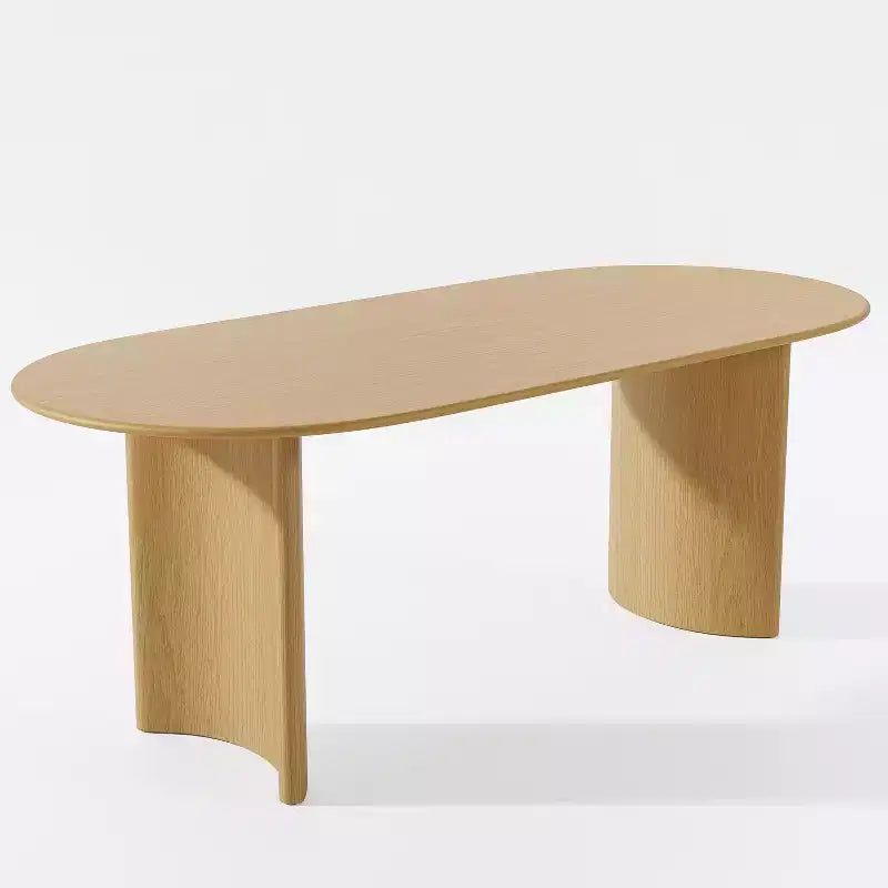 Table de salle à manger ovale à double pied en bois massif naturel 67 po