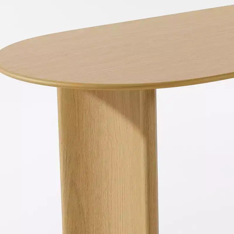 Table de salle à manger ovale à double pied en bois massif naturel 67 po