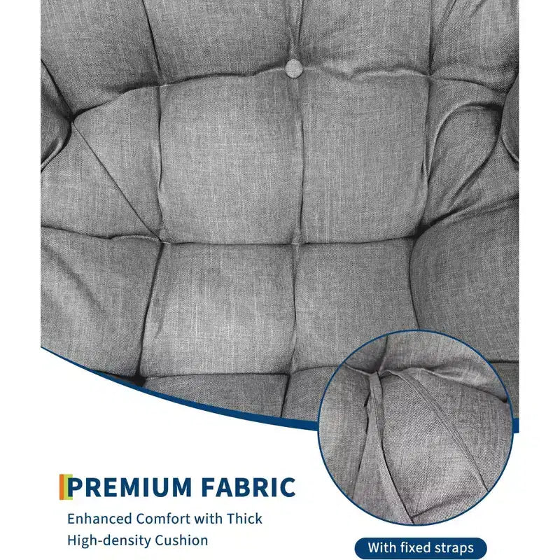 Fauteuil à bascule d'extérieur en osier en forme d'œuf, coussin résistant aux intempéries, supporte 204 kg, cadre métallique robuste, pour porche, jardin, cour arrière