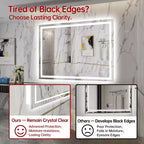 Miroir de salle de bain mural LED 48x36 incassable, miroir de courtoisie anti-buée ETL à intensité variable en continu