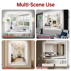 Miroir de salle de bain mural LED 48x36 incassable, miroir de courtoisie anti-buée ETL à intensité variable en continu