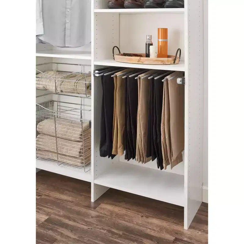 Cadre coulissant de 24 po pour 9 paires de pantalons, support de rangement pour placard, organisation de l'espace, Chrome, PSC-2414CR