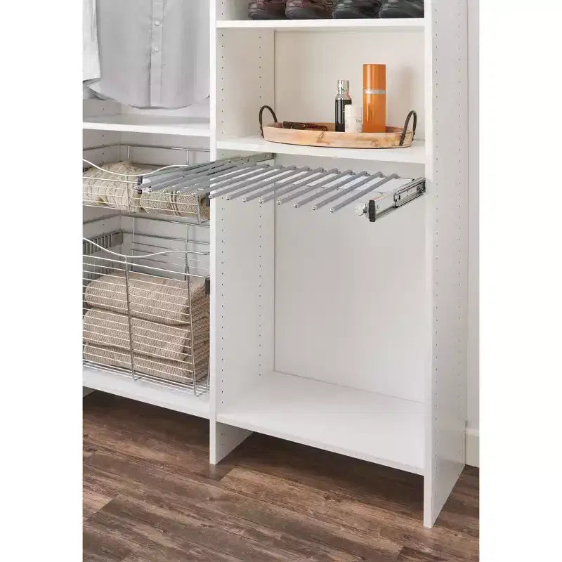 Cadre coulissant de 24 po pour 9 paires de pantalons, support de rangement pour placard, organisation de l'espace, Chrome, PSC-2414CR